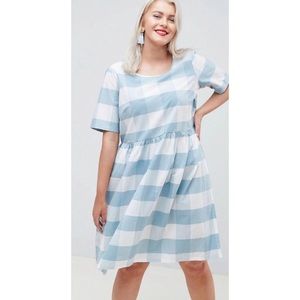 Junarose Blue Check Short Sleeve Dress